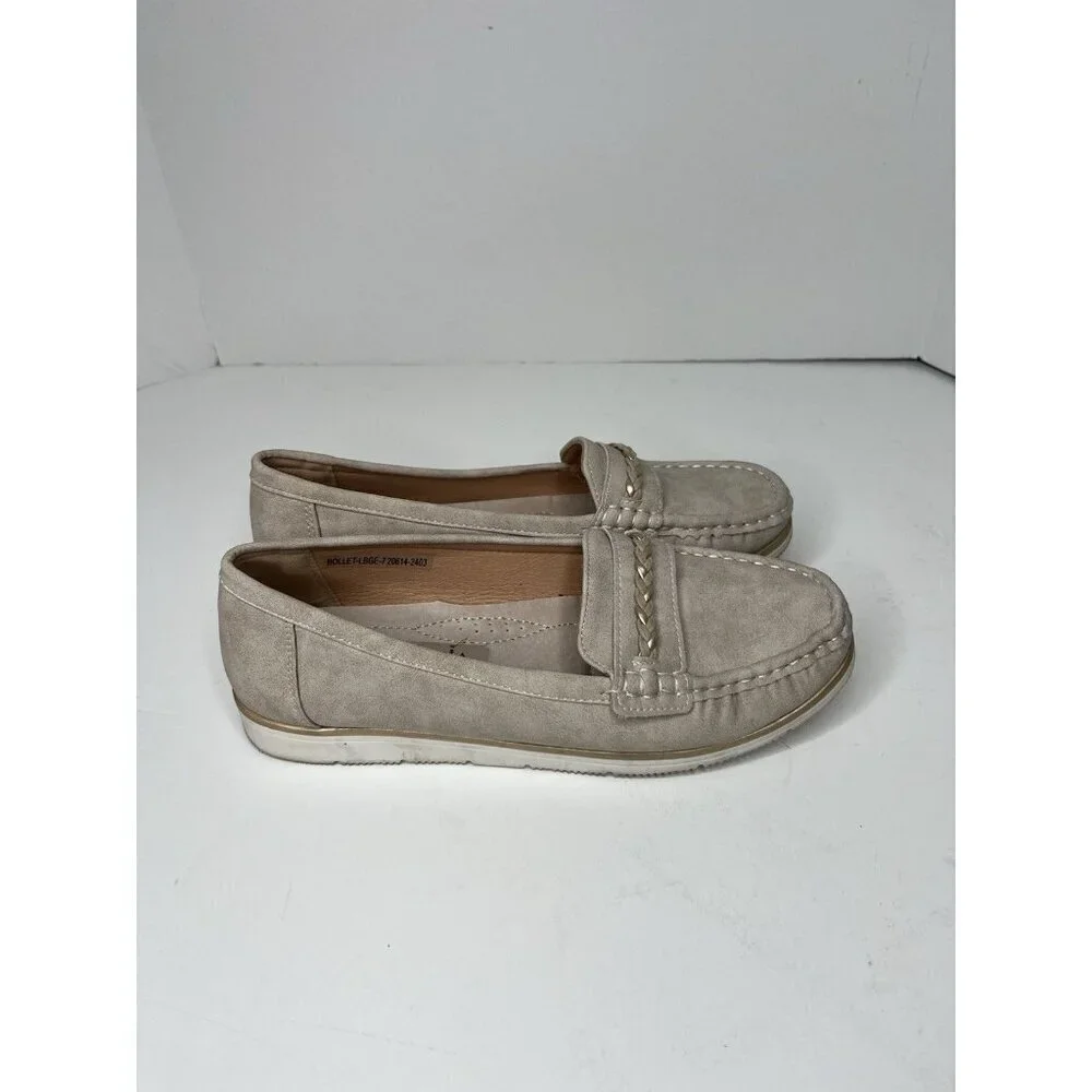 New Women Patrizia Spring Step Slip On Loafer Shoes Sz 7 Gray Moccasin Neutral